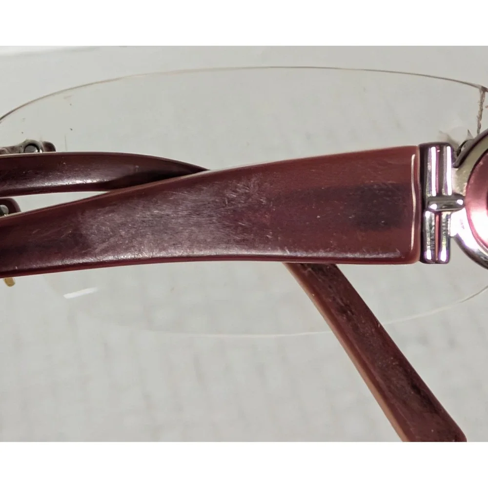 GUESS GU 1654 Women's Rimless Eyeglasses Brown Burgundy Frame Clear Lenses Case